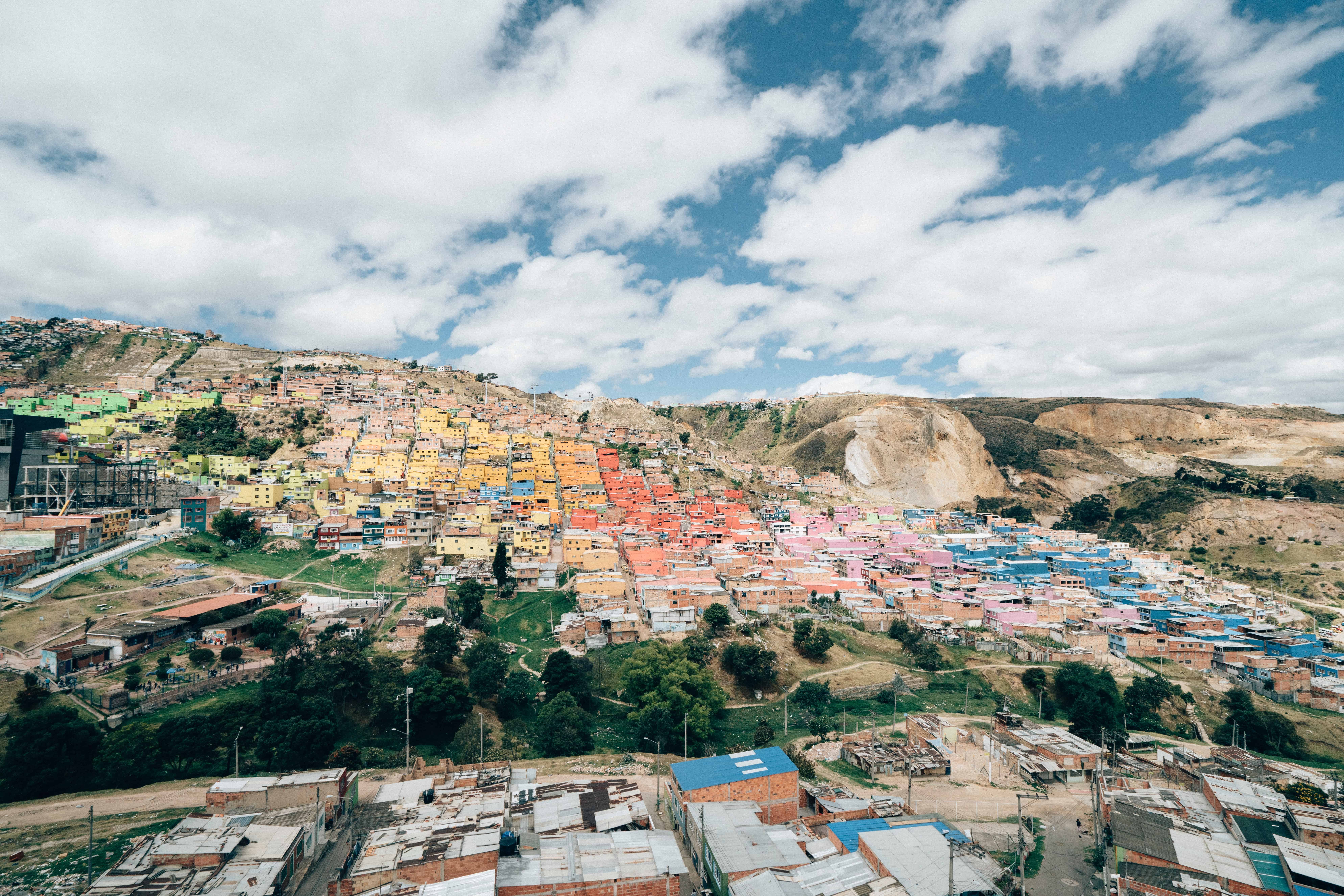 Latin American colorful hillside.