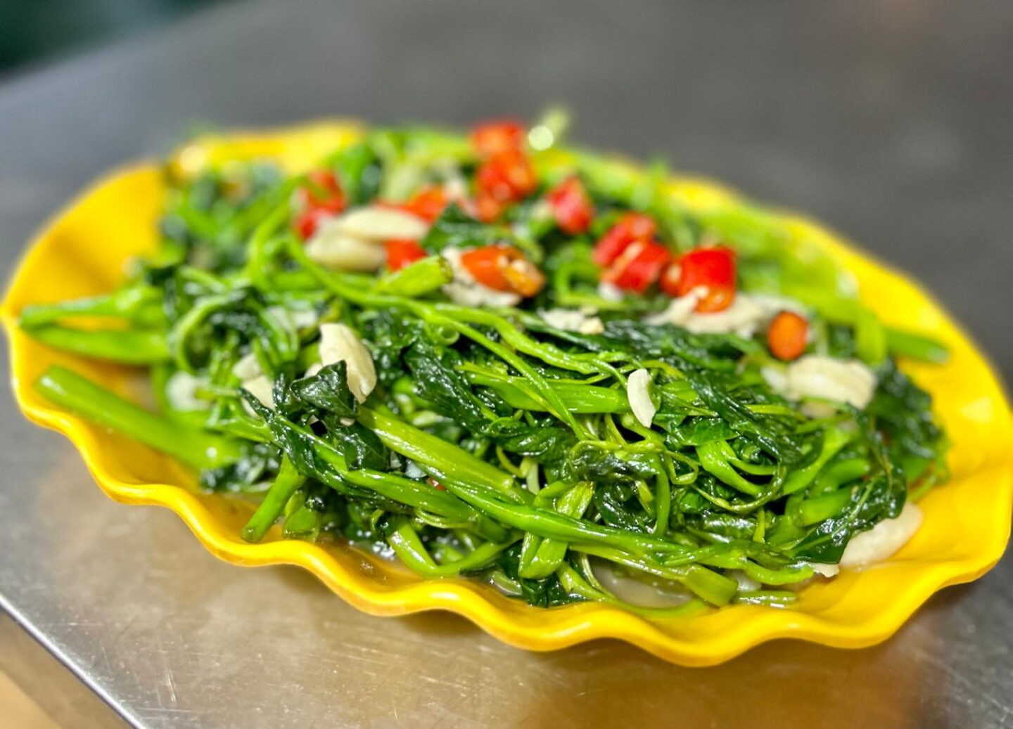 morning glory with garlic recipe